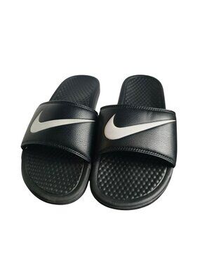 Nike Mens 7 Slides Black Benassi Swoosh Sandals Slip-On Comfort Shoes Casual
